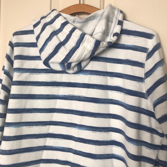 L.L. Bean Organic Cotton Blue and White Striped Hoodie Nautical Style Size XL - Picture 7 of 12